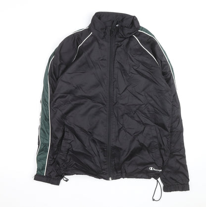Champion Men's Black Windbreaker Jacket L Lightweight Full Zip
