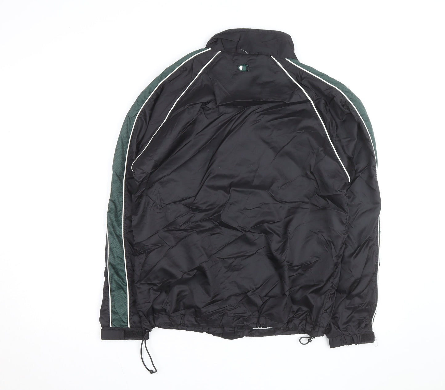 Champion Men's Black Windbreaker Jacket L Lightweight Full Zip