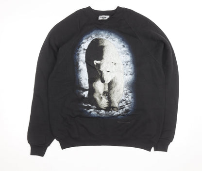 Lee Men’s Black Polar Bear Graphic Print Vintage Sweatshirt L