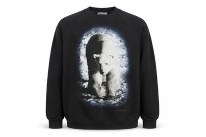 Lee Men’s Black Polar Bear Graphic Print Vintage Sweatshirt L