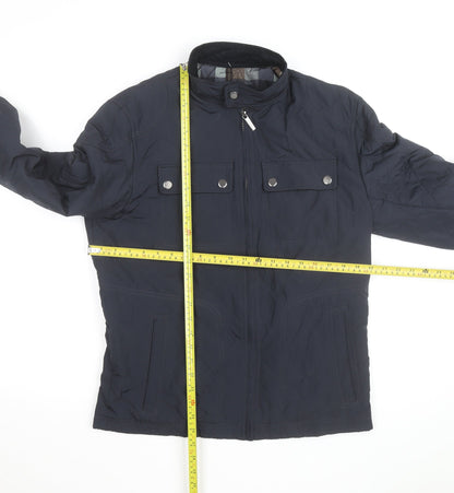 London Fog Men's Blue Quilted Mid-Length Jacket Size S