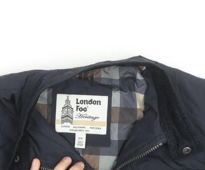 London Fog Men's Blue Quilted Mid-Length Jacket Size S