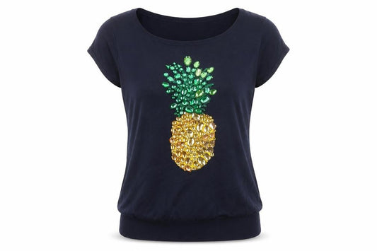 Talbots Women’s Black Sequin Pineapple Short Sleeve Jumper Size S