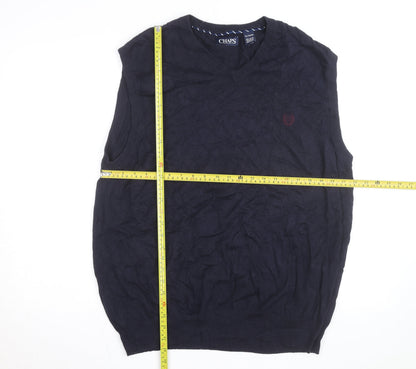 Chaps Men's Blue Cotton V-Neck Sleeveless Knit Vest XL Classic Fit