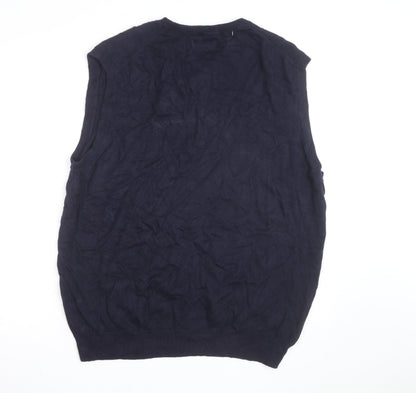 Chaps Men's Blue Cotton V-Neck Sleeveless Knit Vest XL Classic Fit