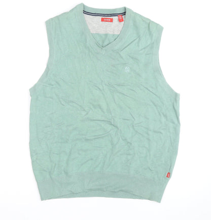 IZOD Mens Green Cotton V-Neck Sleeveless Golf Vest M