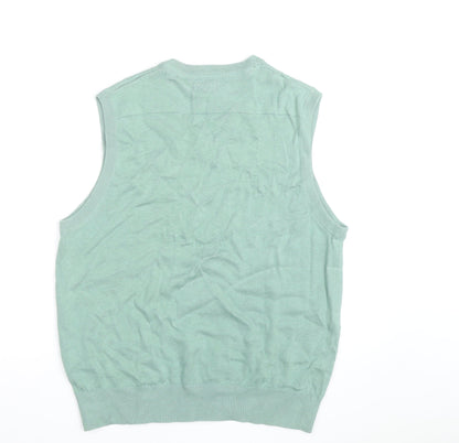 IZOD Mens Green Cotton V-Neck Sleeveless Golf Vest M