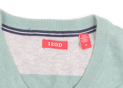 IZOD Mens Green Cotton V-Neck Sleeveless Golf Vest M