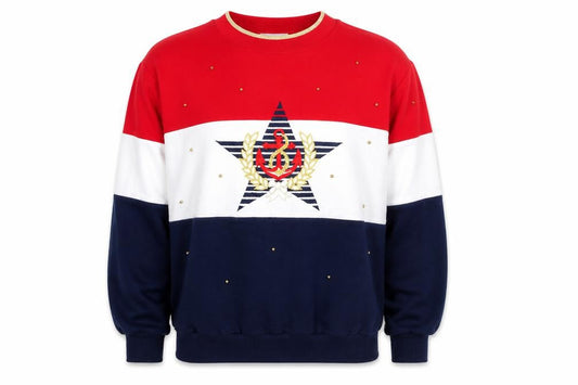 Front view of Alfred Dunner unisex multicoloured nautical graphic pullover sweatshirt m
