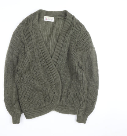 Knit One Women's Green Mohair Acrylic Chunky Knit Cardigan Size L