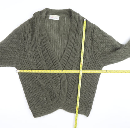 Knit One Women's Green Mohair Acrylic Chunky Knit Cardigan Size L