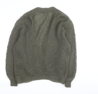 Knit One Women's Green Mohair Acrylic Chunky Knit Cardigan Size L