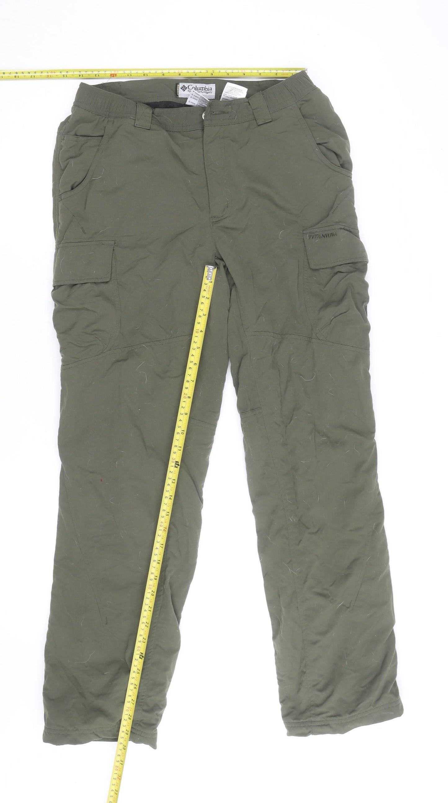 Columbia Men Green Cargo Trousers S Regular Fit Insulated