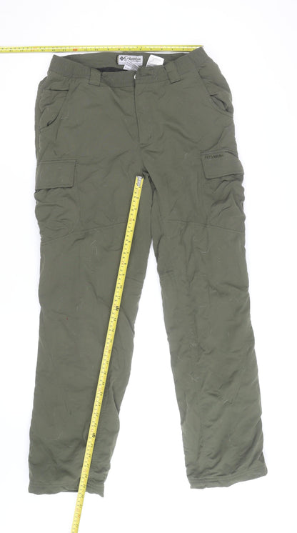 Columbia Men Green Cargo Trousers S Regular Fit Insulated