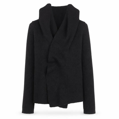 Fabrizio Women Black Ribbed Roll Neck Cardigan Jumper M