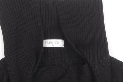 Fabrizio Women Black Ribbed Roll Neck Cardigan Jumper M