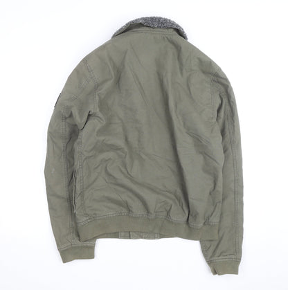 Superdry Men's Green Military Bomber Jacket Medium Sherpa Collar
