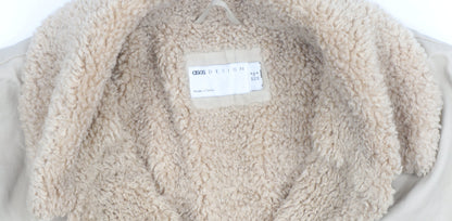 ASOS DESIGN Women's Beige Coat Size 8 Faux Fur Collar Lined Overcoat