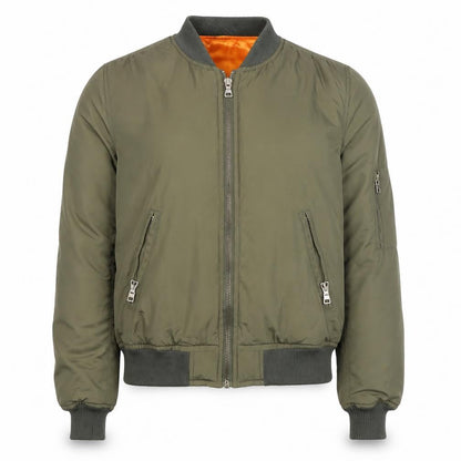 AQRXA Men's Green M Bomber Jacket Full Zip Casual Style