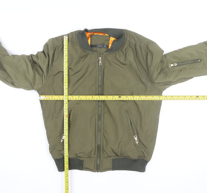 AQRXA Men's Green M Bomber Jacket Full Zip Casual Style