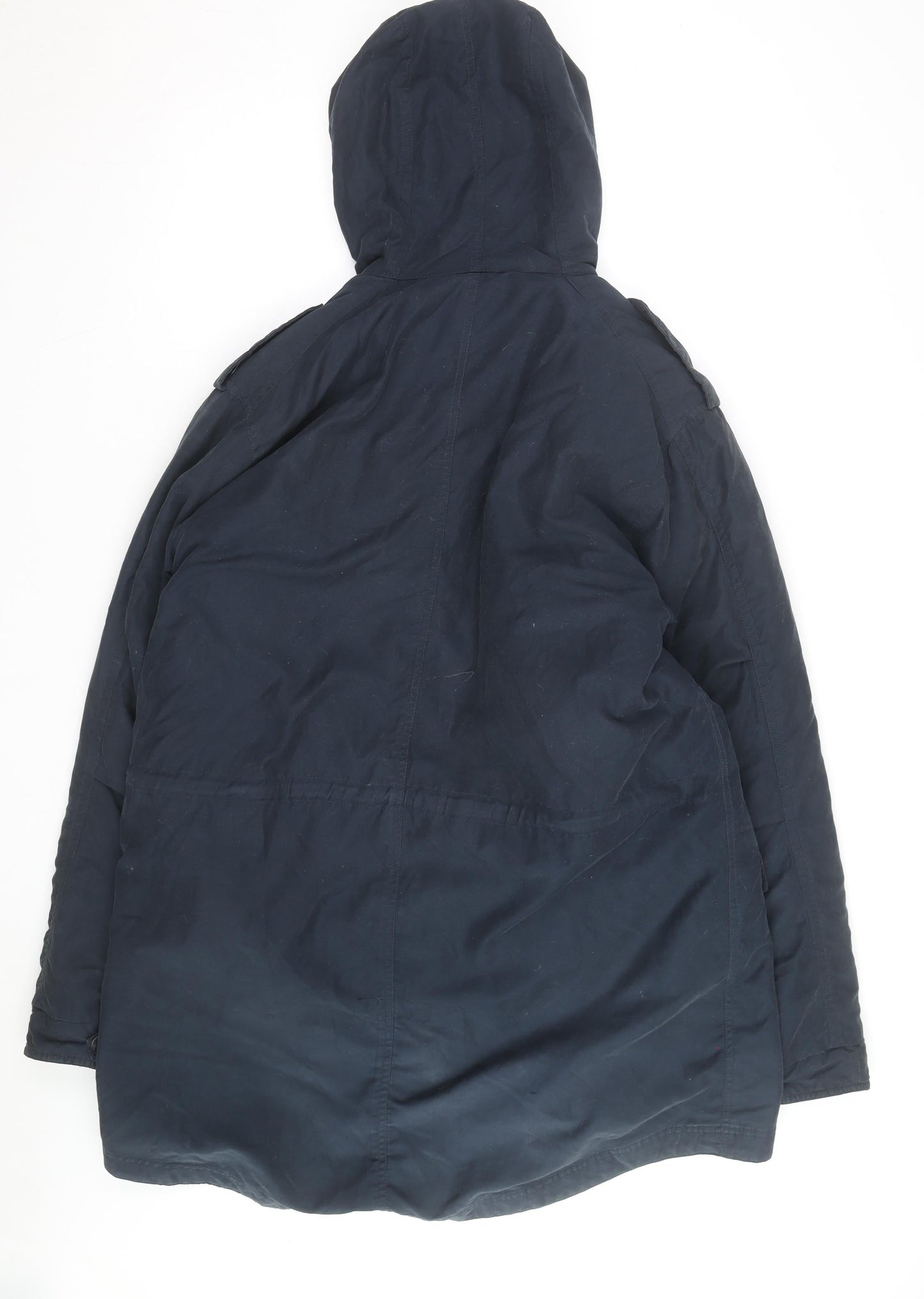 Ben Sherman Men's Blue Hooded Parka Coat Size L Cotton Lined