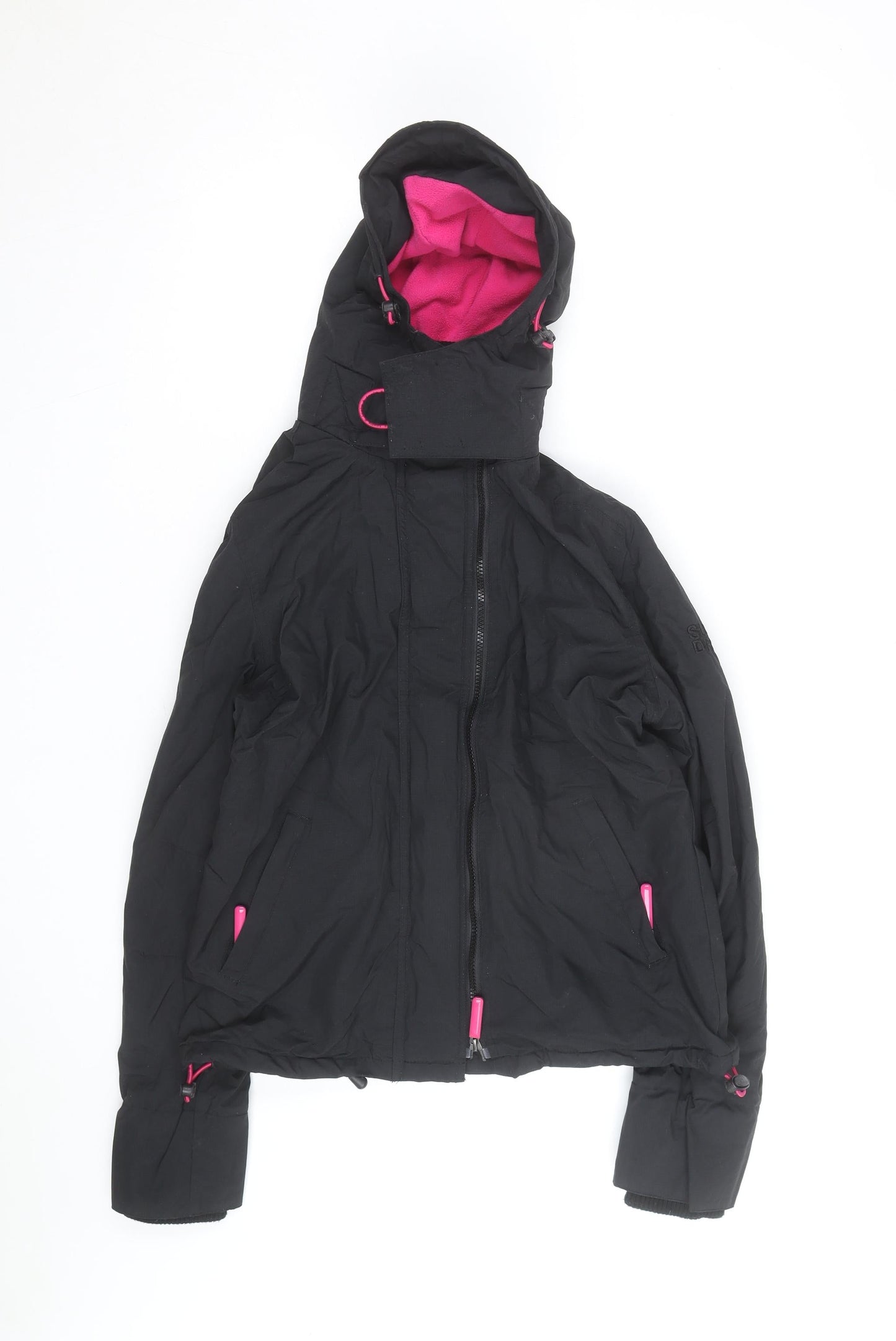 Superdry Womens Black Windcheater Hooded Windbreaker Jacket L