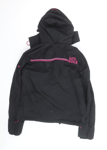 Superdry Womens Black Windcheater Hooded Windbreaker Jacket L