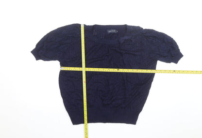 Saloos Women's Navy Blue Lace Puff Sleeve Pullover Jumper Size L