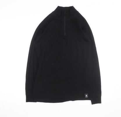 Mountain Warehouse Men’s Black Merino Wool Long Sleeve 1/4 Zip Top L