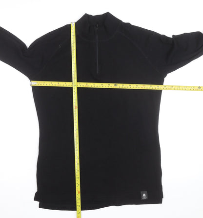 Mountain Warehouse Men’s Black Merino Wool Long Sleeve 1/4 Zip Top L
