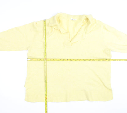 Monsoon Women Yellow Wool Blend Collared Pullover Jumper Size L