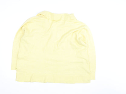 Monsoon Women Yellow Wool Blend Collared Pullover Jumper Size L