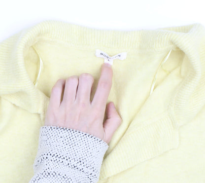 Monsoon Women Yellow Wool Blend Collared Pullover Jumper Size L
