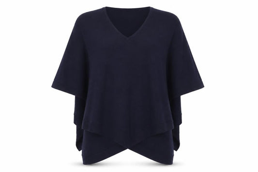 Phase Eight Women's Blue V-Neck Knit Cape Jumper Size M