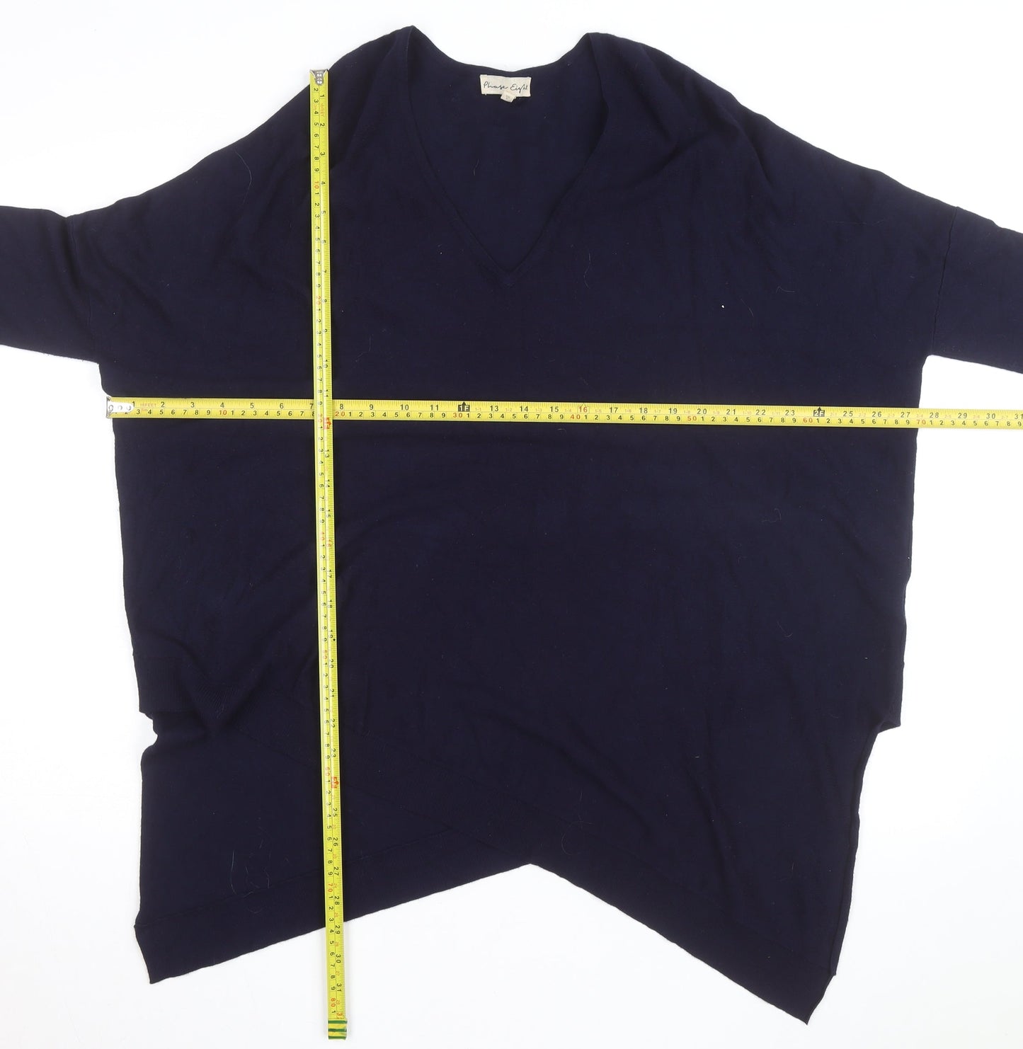 Phase Eight Women's Blue V-Neck Knit Cape Jumper Size M