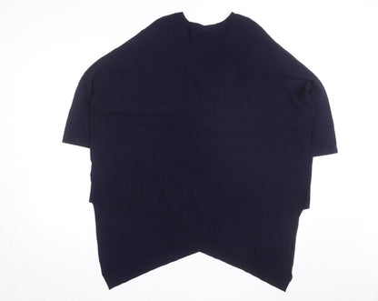 Phase Eight Women's Blue V-Neck Knit Cape Jumper Size M