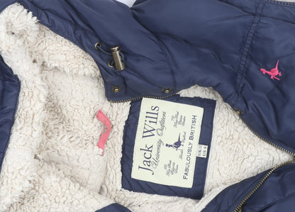 Jack Wills Womens Blue Puffer Hooded Waistcoat Size 12