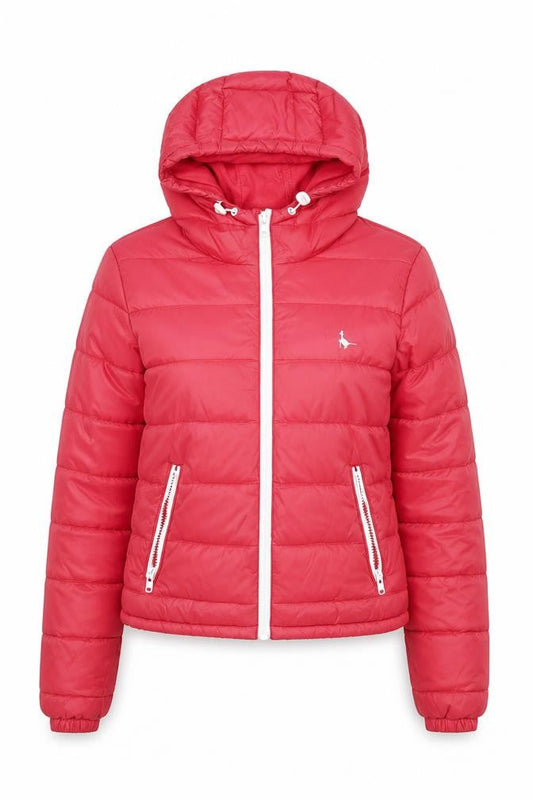 Jack Wills Womens Red Puffer Jacket Hooded UK 10 Winter Casual