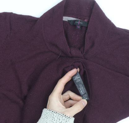 Jasper Conran Womens Purple Wool Blend Cowl Neck Jumper Size 18