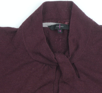 Jasper Conran Womens Purple Wool Blend Cowl Neck Jumper Size 18