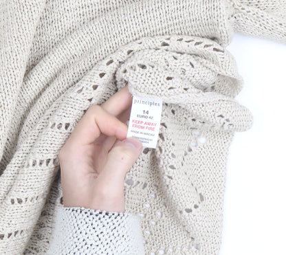 Principles Women’s Ivory Cotton Open-Knit Jumper Size 14