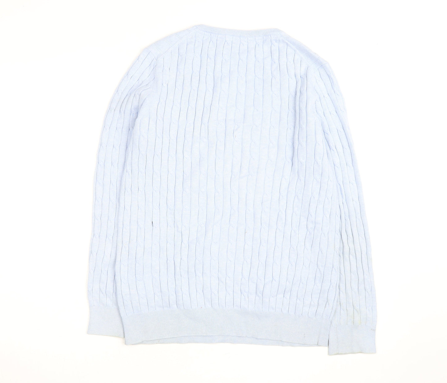 Crew Clothing Company Women’s Blue V-Neck Cable Knit Jumper M