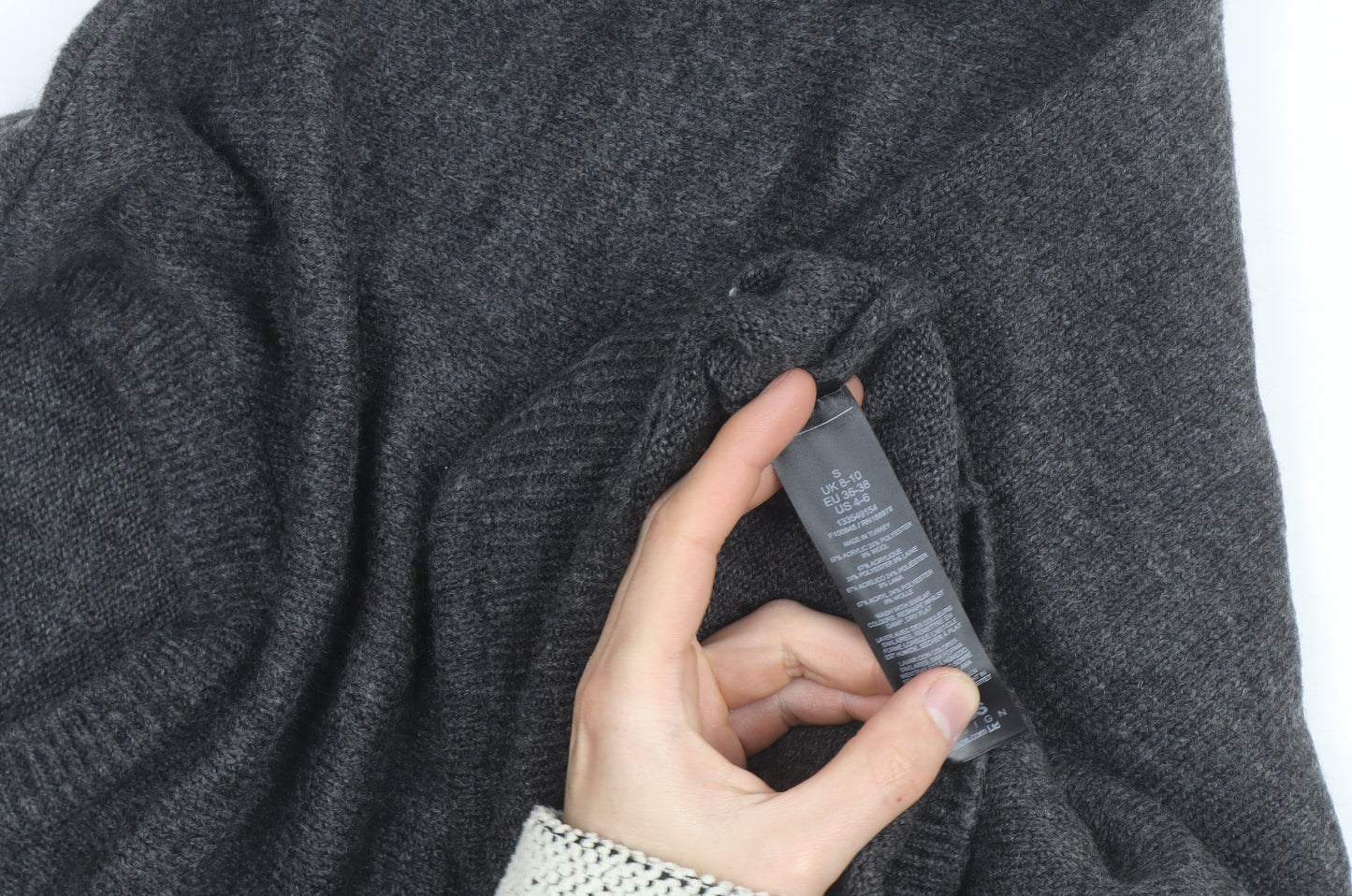 ASOS Women’s Grey Wool Blend Crew Neck Long Sleeve Jumper Size S
