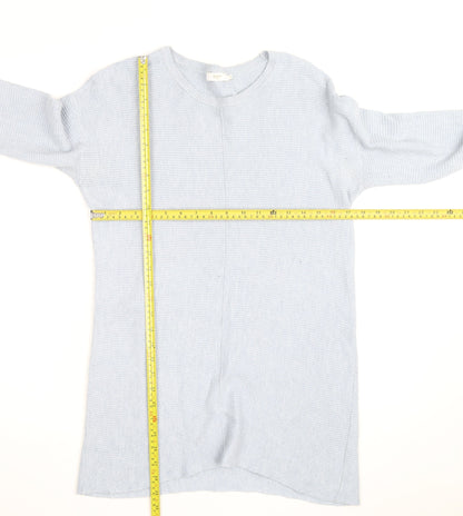 Cotton Traders Women Blue Knit Long Sleeve Shift Dress M