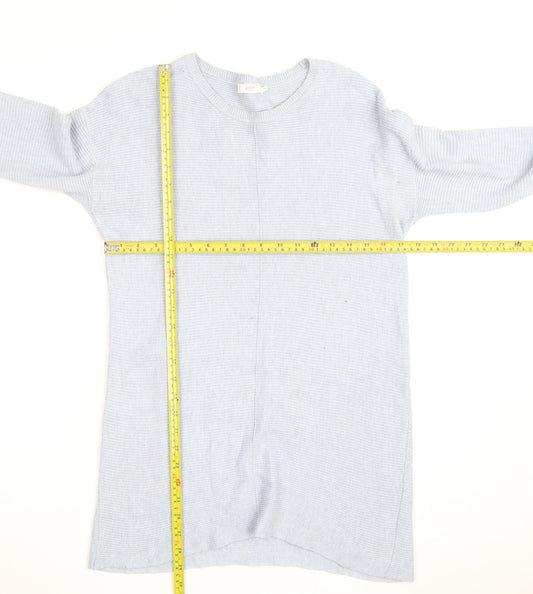 Cotton Traders Women Blue Knit Long Sleeve Shift Dress M