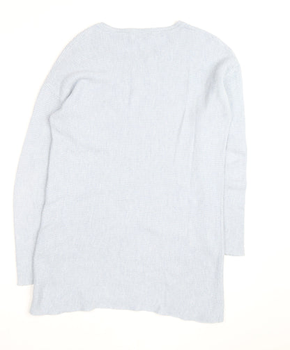 Cotton Traders Women Blue Knit Long Sleeve Shift Dress M