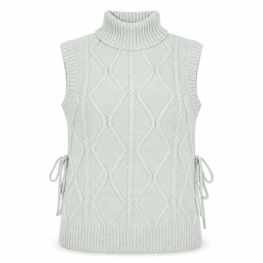Quiz Women's Green Roll Neck Cable Knit Sleeveless Vest Jumper Size S