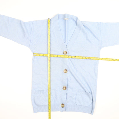 Artigiano Women Blue Merino Wool Blend Cardigan L V-Neck Knit