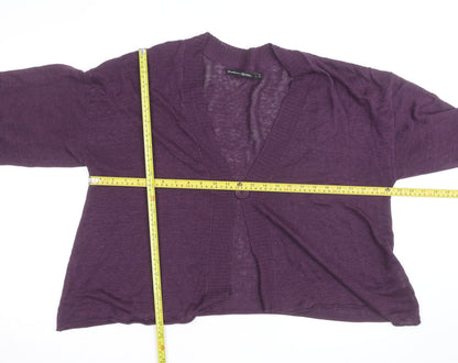 Gudrun Sjödén Women's Purple Cotton V-Neck 3/4 Sleeve Cardigan L