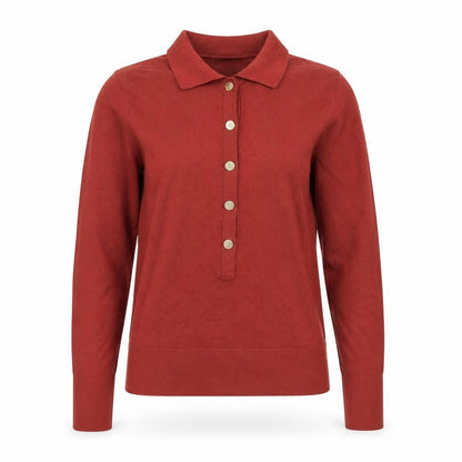 Gallery Womens Brown Collared Henley Jumper Small Long Sleeve Knit